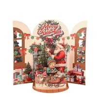 Multicolor Christmas Pop-Up Cards Santa Xmas Tree 3D Christmas Card  Christmas Season 3 beige