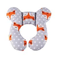 U-Shaped Baby Neck Support Pillow Multi-functional Stroller Pillow Cartoon Head Support Cushion Travel Neck Protection Pillow A gray