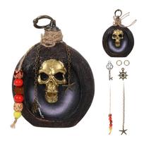 Pirate Rum Bottle Ornament Resin Skull Bottle Prop Halloween Cosplay Skeleton Head Props Figurine Crafts juoda