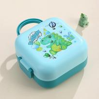 Two-Compartment Microwave-Safe Lunch Box Students Square PP PS Bento Container Portable Food Storage Green white