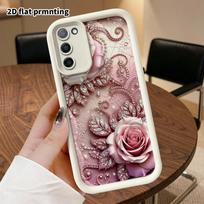Phone Case: 2D Flat Samsung Galaxy A34 A35 M05 M06 S20 S22 S21 FE Plus 5G Step Protection Case, Pink Rose Diamond, Christmas and Halloween Gift Galaxy A57 5G balta