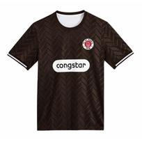 2026 Naujas FC St. Pauli 26-27 Namų ir išvykos marškinėliai, Unisex, Kvėpuojantys, Greitai džiūstantys trumpomis rankovėmis T-shirtai, Šeimos derinimas L black