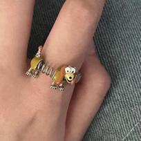 Fun spring cute puppy ring women's light luxury niche design fashion temperament ring personality versatile jewelry tide black