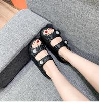 Cowhide version summer new casual versatile sports thick-soled small fragrant wind Velcro beach sandals flat sandals women 40 juoda