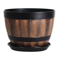 Didelis gėlių vazonas Viskio statinės dizaino augalų vazonas su drenažo skylutėmis lėkštelė Lotoso vazonas Rustic sodo vazonai žolelėms lauko sodinimui Unperforated