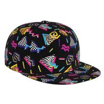 Retro 80s 90s Flat Bill Hat Unisex Snapback Baseball Cap Hip Hop Style Flat Visor Blank Adjustable Black Adjustable black