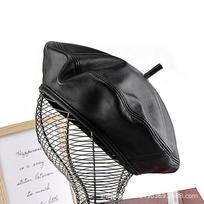Women's Lambskin Beret - European American Style, British Painter-Inspired, Fashionable Casual, Versatile Genuine Leather Hat for Autumn Winter. gray