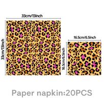 Rožinis leopardo rašto gimtadienio šventės reikmenų rinkinys: Puodeliai, Servetėlės, Vėliavėlės, Staltiesė, Torto papuošimai