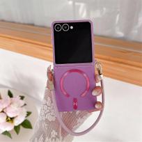Skirta MOTO Razr Ultra 2026 Razr+ Magsafe belaidžio įkrovimo dėklas Moto Razr 70 Ultra odinė apyrankė magnetinis dangtelis dirželis Moto Razr 70 Ultra violetinė