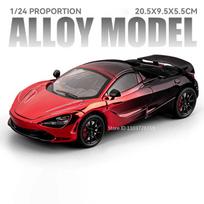 1:24 720S Senna Model Toy Sports Cars Metal Diecast Doors Opened Pull Back Sound Light Collection Supercars Kids Christmas Gifts yellow