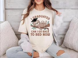 Graduated Can I Go Back To Bed Funny Sloth T shirt 3XL gray