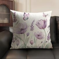 Tulip Pattern Cushion Cover Breathable Linen Organic Fabric DoubleSided Printing Sofa Pillow Case Home Decor 40cmx40cm(16x16Inch)