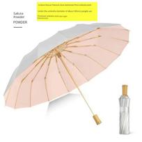 UPF50+ Titano Sidabro Skėtis Nuo Saulės Moterims, Apsauga Nuo Saulės, UV Apsauga, Sulankstomas Skėtis, Retro Stogelis Nuo Saulės, Dvigubos Paskirties Saulėi ir Lietui, Rankinis [Manual Umbrella Bold] 16-Rib Sunscreen Titanium rožinė/sidabras
