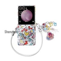 Samsung Galaxy Z Flip8/7 Foldable Phone Case with Heart Pendant and Hand Strap Galaxy Z Flip7 FE