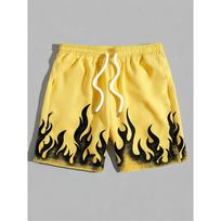 Dragon Ball Broly Legendary Super Saiyan Manga Print Quick Dry Shorts Men Casual Beach Wear Gym Workout Sports Board Shorts XS yellow