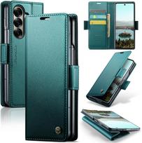 Premium Business Folio Flip RFID Leather Phone Case For Samsung Z Fold 8 Ultra 7 6 5 Magnetic Kickstand Card Holder Wallet Cover Galaxy Z Fold5 žalia