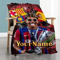Lamine Yamal 46 Personalized Name Blanket Cozy Personalized Blanket Comfortable for Chair Nap Couch Office Four Seasons Multipurpose 80cmx120cm yellow