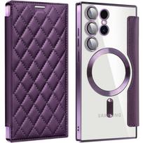 Samsung Galaxy S24 Ultra Flip Case, RFID Wallet MagSafe with Camera Protection, Purple