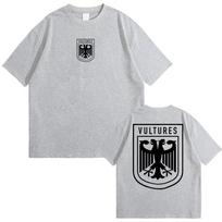 Rapper Kanye West Vultures T-shirt Summer Men's and Women's Cotton Y2K Clothing Oversize Short Sleeve Top S gray