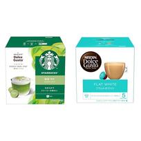 Set Purchase Starbucks Matcha Latte Nescafe Dolce Gusto Dedicated Capsule 12P1 Box + Flat White 16P1 blue