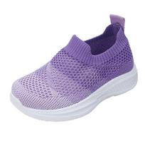 Kids' Fly-Knit Sports Shoes, Breathable & Soft Sole, Comfortable Slip-On for Boys & Girls, Ideal for Primary School, Casual Wear Insole 16CM (Size 24) violetinė