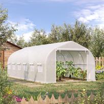Outdoor Greenhouse Tunnel Greenhouse 6x3x2 M Large Garden Greenhouse With 12 Windows And Zipper Roll Up Door Metal Frame For Plant Cultivation White