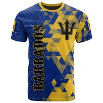 Barbadoso Vėliavos Grafinis T-shirt Vyrams Drabužiai 3D Spausdinti Lauko Sportiniai Marškinėliai Apvalus Kaklas Trumpomis Rankovėmis Laisvalaikio Marškinėlis 3XL yellow
