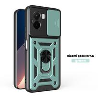 Dėklas Xiaomi Poco M7 4G dėklas Šarvuotas slankiojantis kameros objektyvo apsauginis žiedas Laikiklis Galinis dangtelis Poko Little M7 M 7 PocoM7 4G Capa Poco M7 red
