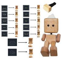 Leg-swinging Robot Figurine Unique Dashboard Decoration For Auto Enthuasts Wobbling Wooden Man beige