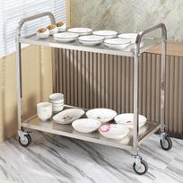 Stainless Steel Two-Tier Mobile Dining & Serving Cart Small - 75*40*82 - Thickened sidabras
