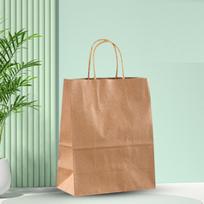 Kraft Paper Tote Bags Christmas Gift Packaging for Milk Tea Takeout Shopping one size chaki
