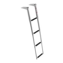 Boat Ladder, 4 Steps, Stainless Steel Telescoping Folding Swim Deck Ladder for Rear Entry Inboard, Heavy Duty 408.23 kg Capacity with Wide Anti-Slip