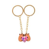 2 vnt./rinkinys Mielas Kapibara Širdelės formos Siuvinėjimas Geriausias draugas Key Chain BFF Draugystės Papuošalai Dovana Mergaitėms beige