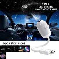 USB Mini Galaktikos Žvaigždžių Projektorius su 3-12 Besisukančiomis Projekcijos Plėvelėmis Žvaigždėtas Kosmosas Naktinis Šviestuvas Vaikų Miegamajam, Automobiliui & Namų Dekoruoti Night Light+6 Star Slices gray