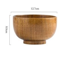 1Pc Wooden Bowl Japanese Miso Soup Bowl Dessert Rice Bowl Wood Baby Feeding Bowl Snack Salad Food Container Kitchen Tableware 1Pc brown