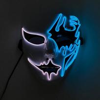 LED Rankomis tapyta kaukė Helovinas Karnavalas Maskaradas Cosplay Siaubo Aksesuaras Vyriška kaukė Keista veido kaukė Šviečiantis tušas Disfraz blue