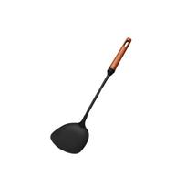 Chinese-style Iron Wok Spatula Wood Long Handle Frying Scoop Strainer Spoon  Chinese Restaurant Spatula brown