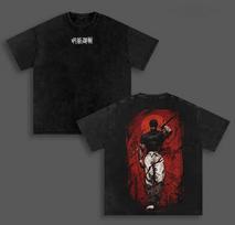 Manga Jujutsu Kaisen Fushiguro Toji T-shirt Vintage Washed Tee Shirt Summer Casual Loose Polyester Tshirt For Men's Clothing Tops XL black