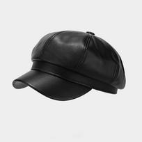 New Unisex Pu Leather Beret Retro Korean Style Octagonal Newsboy Artist Cap For Photography Dates And Urban Commuting juoda
