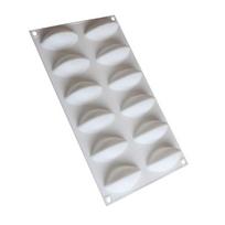 New 12 Fondant Mold Cavity Silicone Cake Form Quenelle Shaped Mould Mousse Cake Chocolate Decorating Tools Baking Pan Tray white