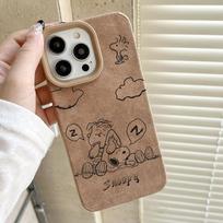 Cartoon Snoopy Soft Shell Suitable for IPhone16pro Mobile Phone Case Apple 15 14 Protective Case 13 Large Hole Patch Leather Apple 17PRO