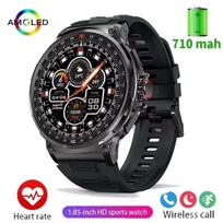 Naujas išmanusis laikrodis vyrams 1,85 colio HD sportinis Bluetooth skambučių GPS sporto ir fitneso seklys širdies ritmo monitorius 710 mAh vandeniui atsparus išmanusis laikrodis silicon juoda