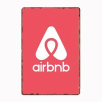 Vintažinis Airbnb logotipas 1 Metalinė plokštelė Plakatas Sienų dekoras Kino svetainės freska Juokingas skardinis ženklas Virtuvės miegamojo kavinės baro užeigos gyvenamasis 20x30cm（7.8x11.8inch）