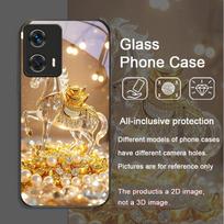 Prabangus krištolinis auksinio žirgo rašto grūdinto stiklo telefono dėklas, skirtas Motorola Moto G85 G84 G75 Edge 50 Fusion 40 Neo 30 Pro dangteliai Motorola Edge 20 brown