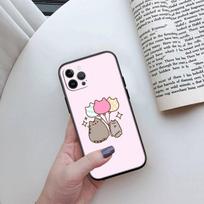 MH129 Pusheens Katės telefono dėklas, skirtas Samsung S20 S21 S22 S23 S24 FE Ultra Plus Lite S21S A55 A07 A17 F06 F16 M06 M16 M56 A36 A37 A57 Samsung S23 Plus tamsiai mėlyna