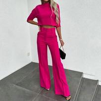 Women's Sub-fashion Casual Suit Two-piece Set S rožinė raudona spalva