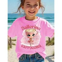 Italian Brainrot Animals Kids T-Shirt Ballerina Cappuccino Short Sleeve Tops for = 130 pink