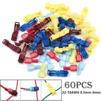 60PCS laidų kabelių jungtys Gnybtai "Crimp" gnybtų "Scotch Lock" greitas sujungimas 22-10AWG elektrinio automobilio garso rinkinio įrankių rinkinys