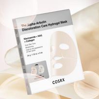 COSRX The Alpha-Arbutin Discoloration Care Hydrogel Mask 34g x 3pcs – Brightening Korean Hydrogel Face Mask for Dark Spots & Uneven Skin Tone white