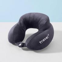 Travel Neck Pillow, U-Shaped Inflatable Travel Pillow, Soft Plush Portable Airplane Neck Support, Comfort Flight Headrest for Car, Train & Office gray